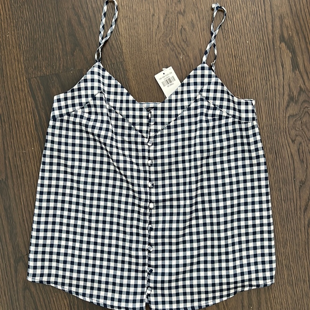 Abercrombie & fitch gingham check button front cami size xxs